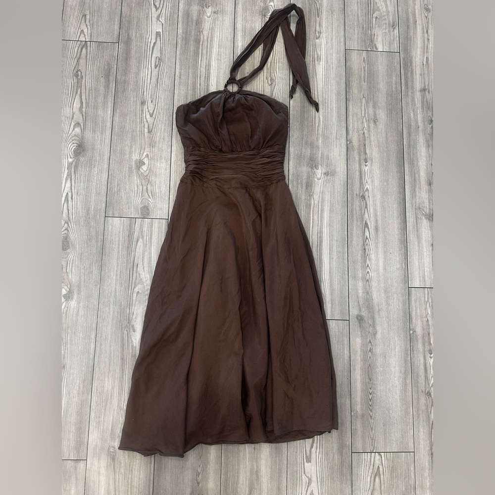 Y2K White House Black Market Brown Halter Dress
